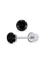 nice silver black cubic zirconia screw back baby earrings